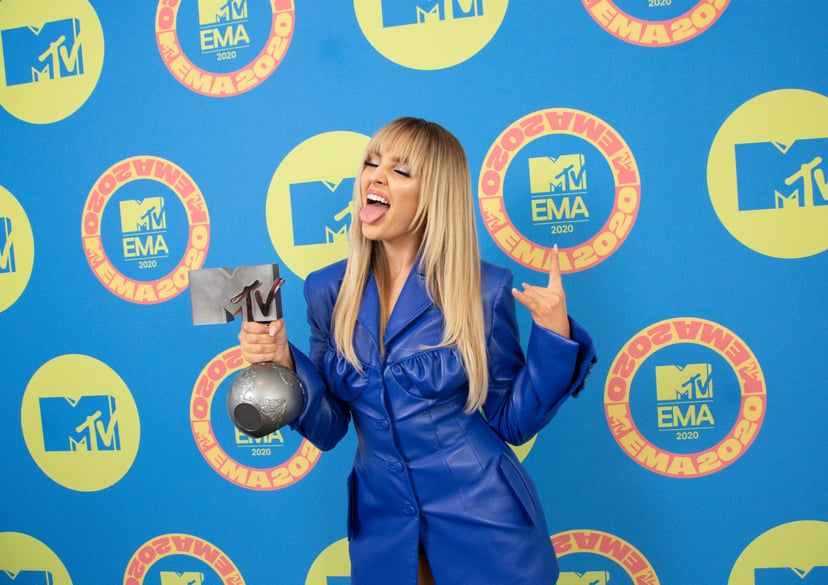 LONDON, ENGLAND - NOVEMBER 01: In this image released on November 08, Perrie Edwards of Little Mix poses ahead of the MTV EMA's 2020 on November 01, 2020 in London, England. The MTV EMA's aired on November 08, 2020. (Photo by Callum Mills via Getty Images