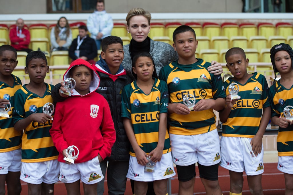 Princess Charlene of Monaco at Rugby Match With Jacques 2016
