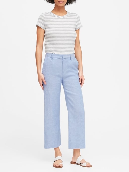 Banana Republic Slim Wide-Leg Linen-Cotton Cropped Pant