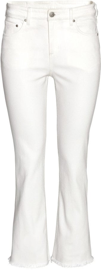 white flare ankle jeans