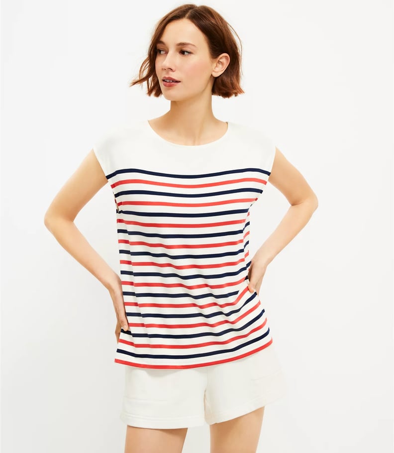 Lou & Grey Striped Signaturesoft Jersey Cap Sleeve Tee