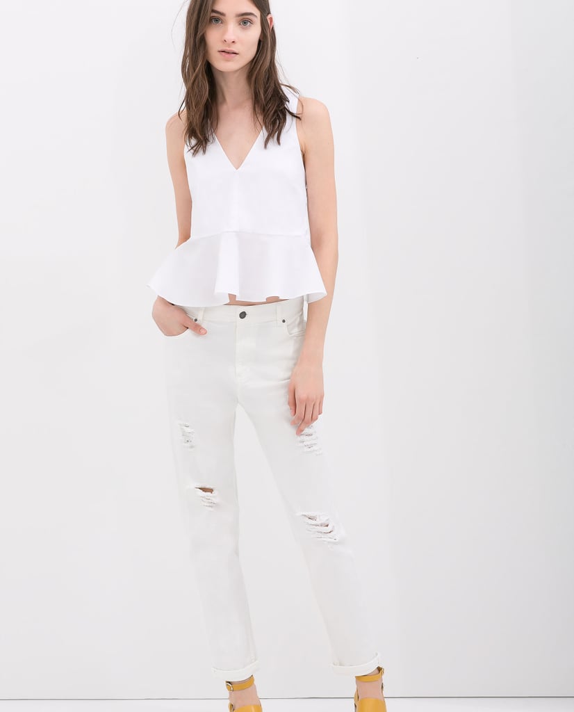 Zara Ripped White Jeans