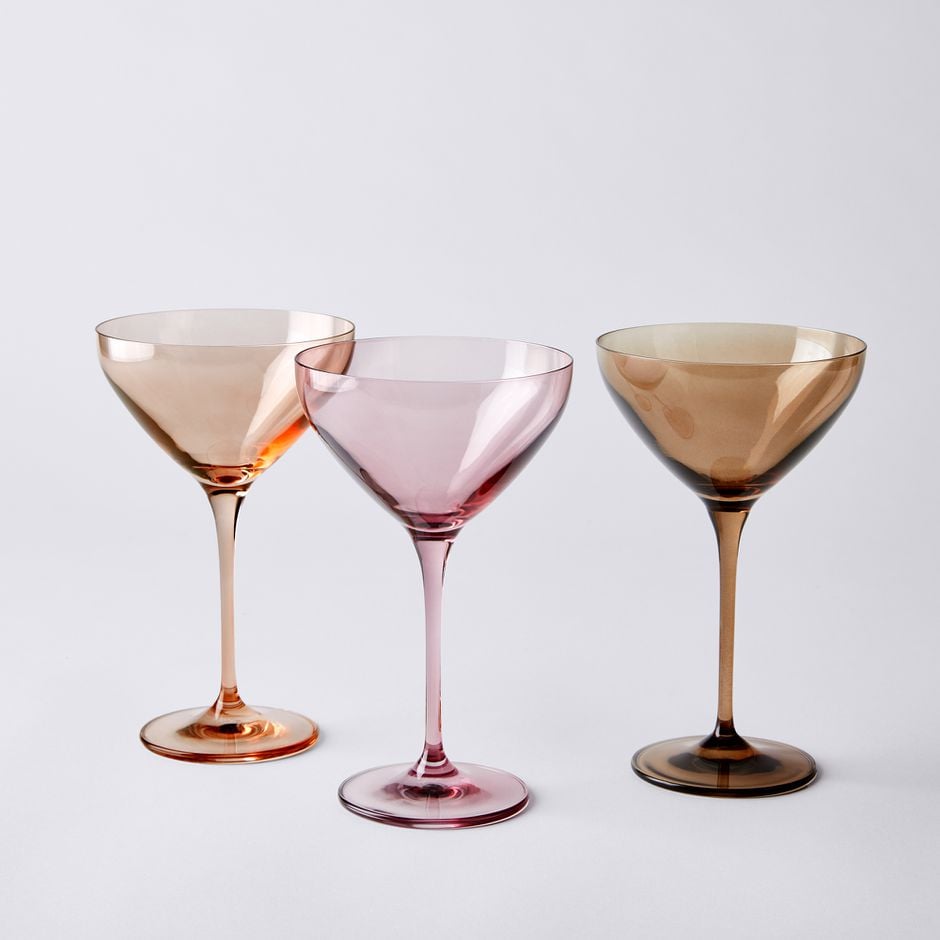 Pretty Glassware: Estelle Coloured Glass Hand-Blown Coloured Martini Glasses