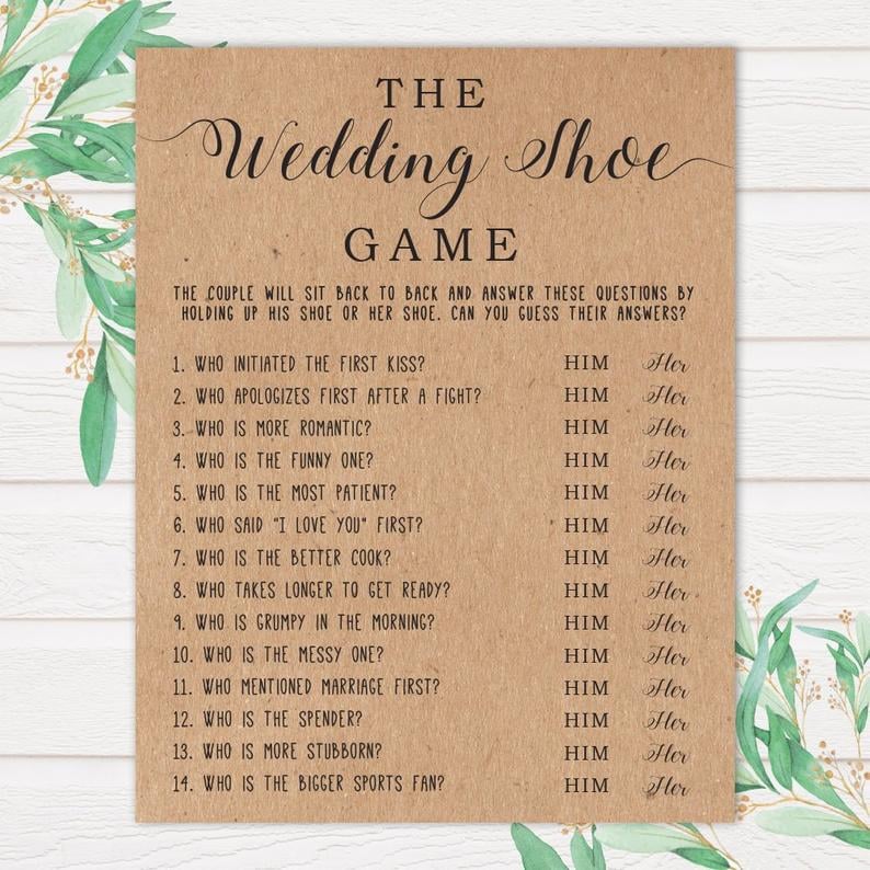 The Wedding Shoe Printable Bridal Shower Game | It's Party Time! These 47  Bridal Shower Games Will Get Your Gathering in Full Swing | POPSUGAR Love &  Sex Photo 45