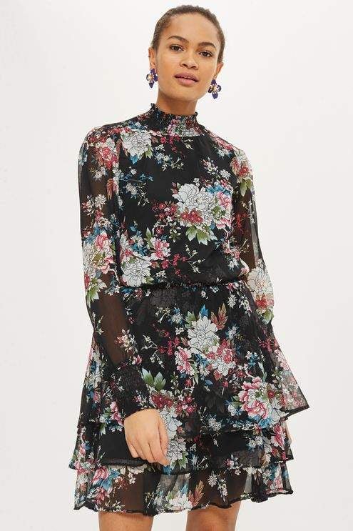 Topshop Y.A.S. Foral Long Sleeve Dress