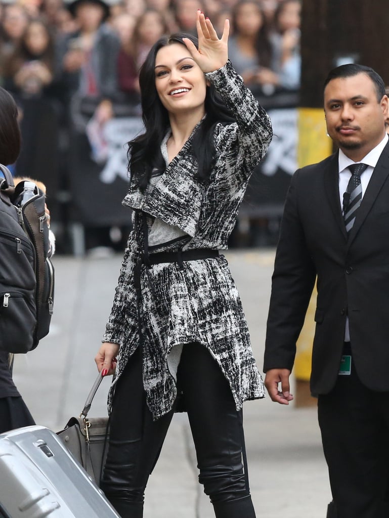 Jessie J greeted her fans on her way to a Jimmy Kimmel Live! taping in LA on Thursday.