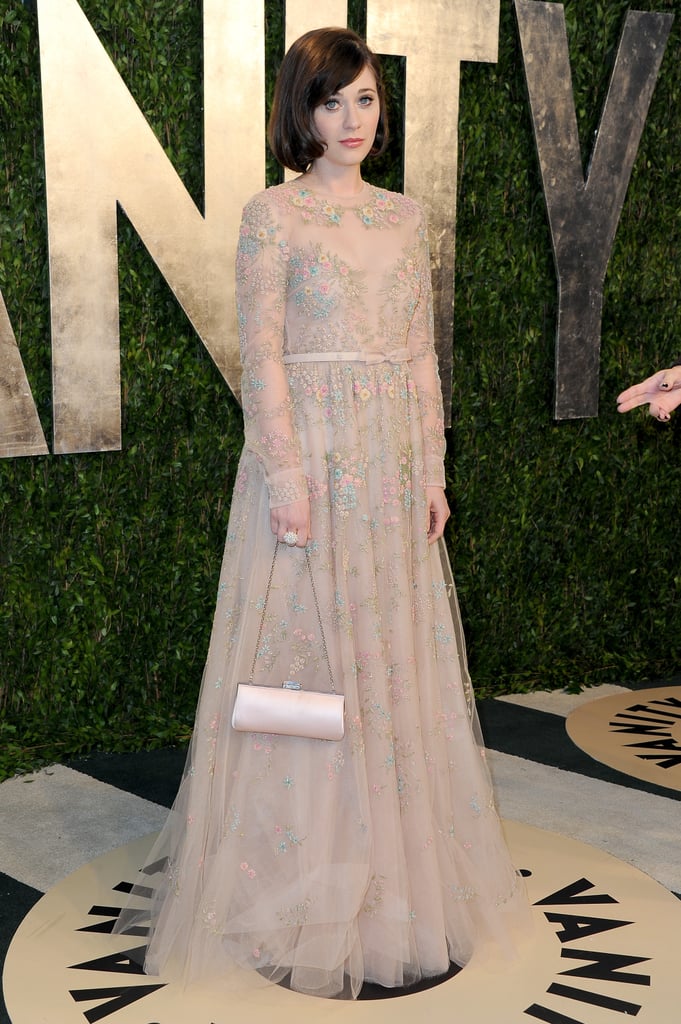 Zooey Deschanel arrived at the Vanity Fair Oscar Party on Sunday night.
Zooey Deschanel arrived at the Vanity Fair Oscar Party on Sunday night.