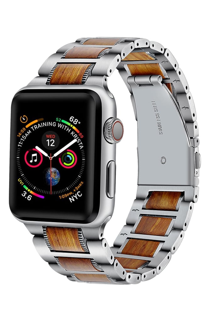 Posh Tech Stainless Steel & Wood Apple Watch Bracelet