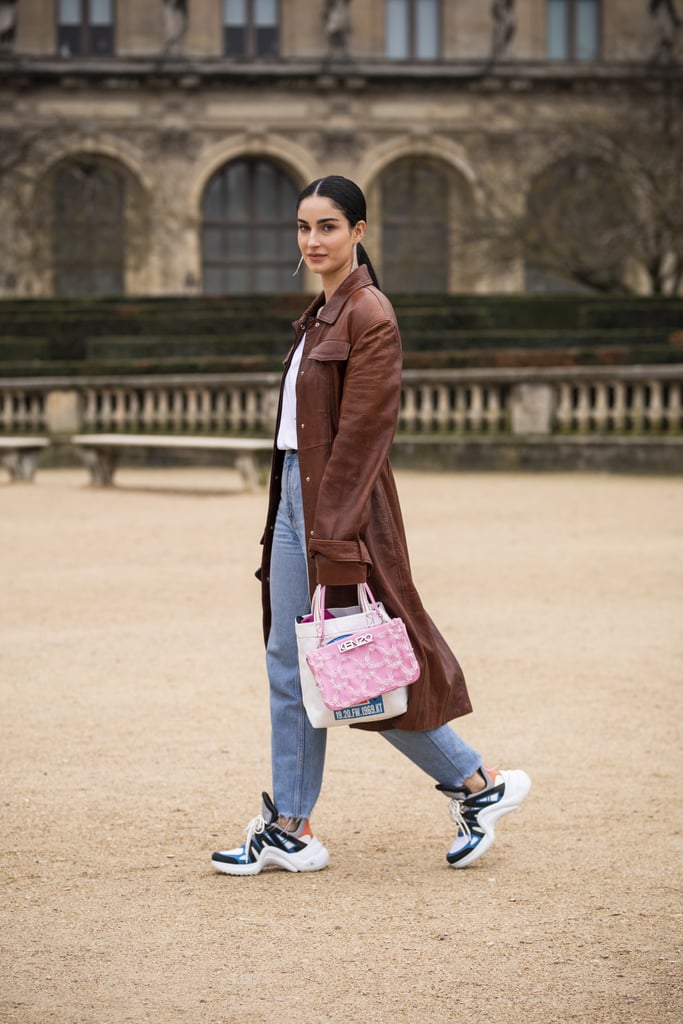 Basic denim looks infinitely more liven with trendy kicks and earrings to boot!