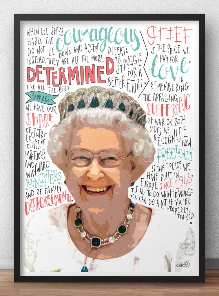 Queen Elizabeth II Typography Print