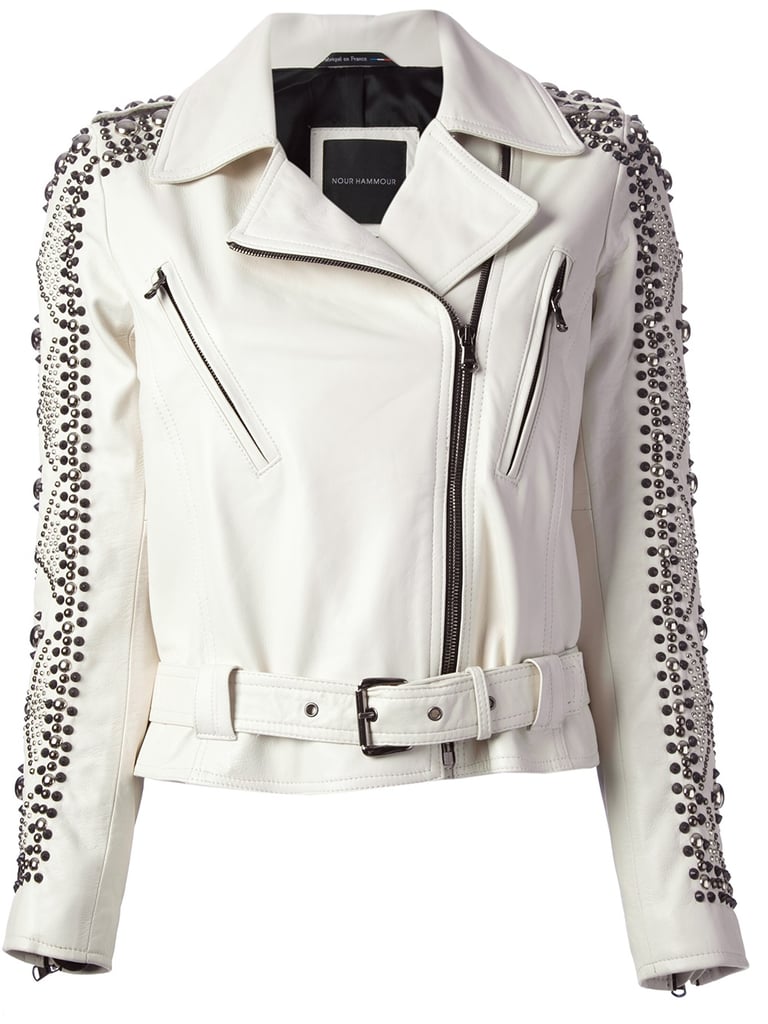 Nour Hammour white studded motorcycle jacket ($2,039)