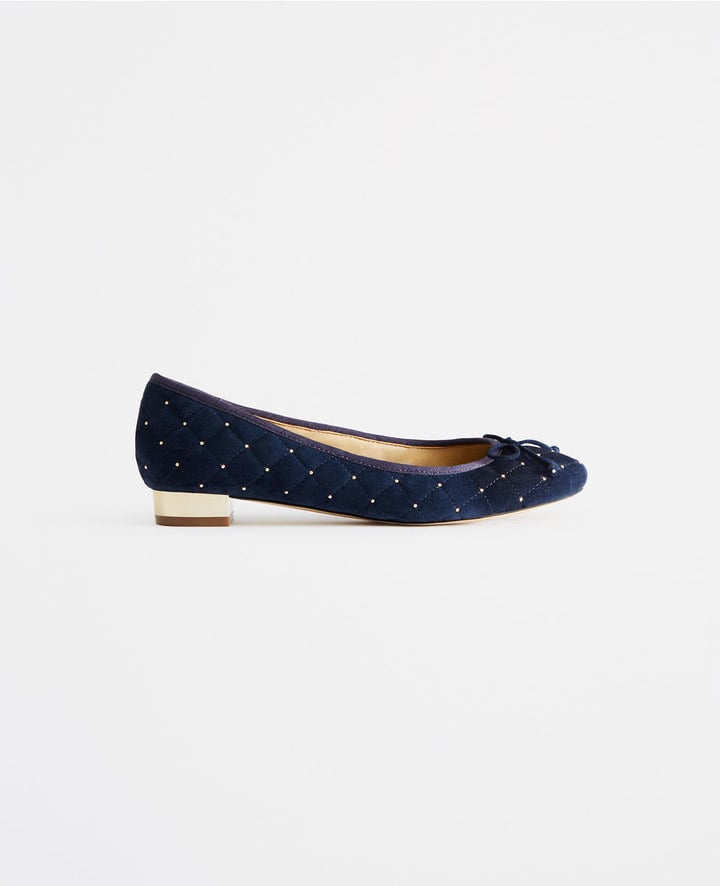 Ann Taylor Sela Studded Suede Flats ($98)