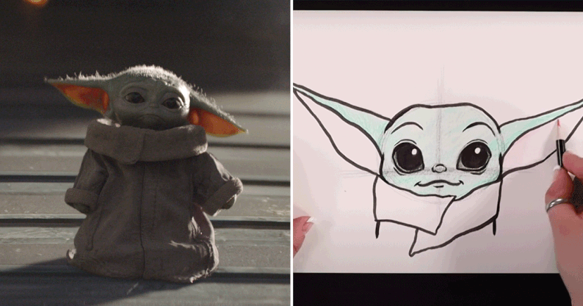 Learn How to Draw a Baby Yoda (Star Wars) Step by Step : Drawing Tutorials