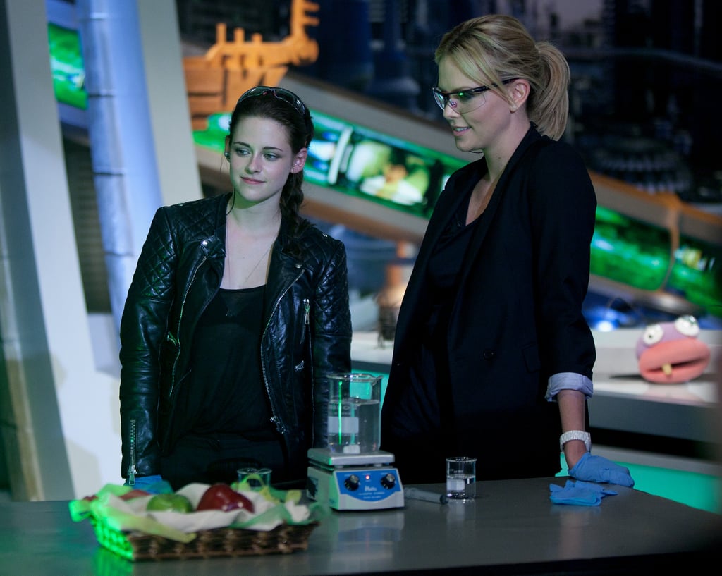 Kristen Stewart and Charlize Theron Play Games and Get Goofy in Spain Kristen Stewart and Charlize Theron Play Games and Get Goofy in Spain
