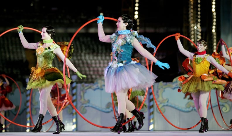 Dancers took to center stage with hula hoops.