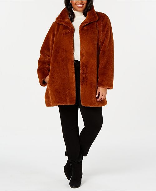 Calvin Klein Faux-Fur Coat | The Best Fall and Winter Coats For Plus ...