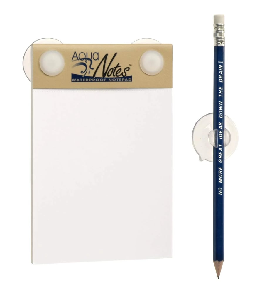 Aqua Notes Waterproof Note Pad ($12)
If the shower is when you do some of your best thinking, consider scooping up this waterproof notepad and pencil. It has suction cups that stick to your shower wall and its pages are perforated for easy removal. Learn more by reading our review of the Aqua Notes Water Proof Note Pad.
Editor Quote: "To be clear, AquaNotes have been around for years, and they're definitely not a cutesy product you'd find at a boutique. But holy sh*t, are they helpful if you're a hyperorganized to-do-list fiend with an always-running brain like yours truly. " — Victoria Messina, former senior news editor