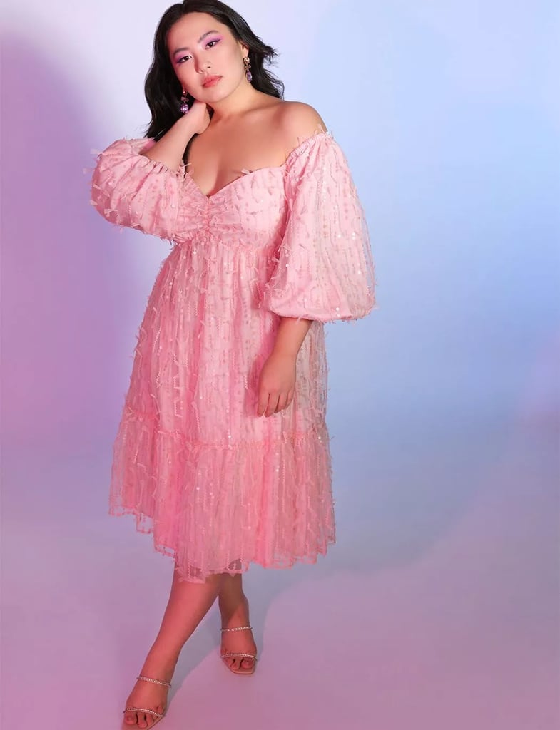 A Romantic Dress: Eloquii Off The Shoulder Textured Tulle Dress
