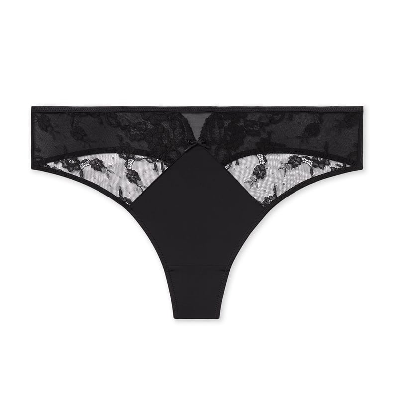 Microfiber Thong With Lace in Black