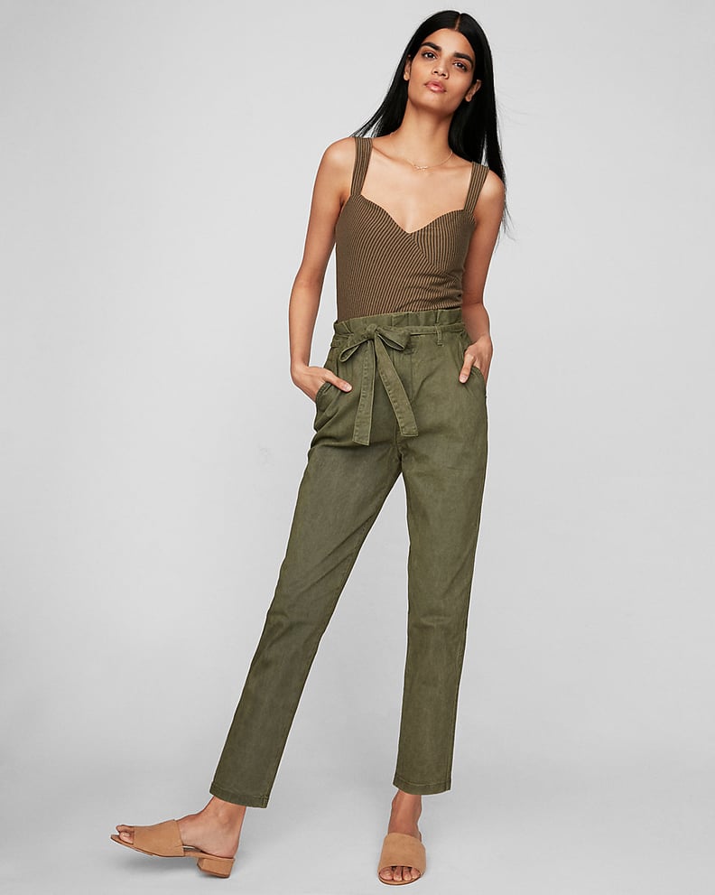 Express high waisted sash tie ankle pant