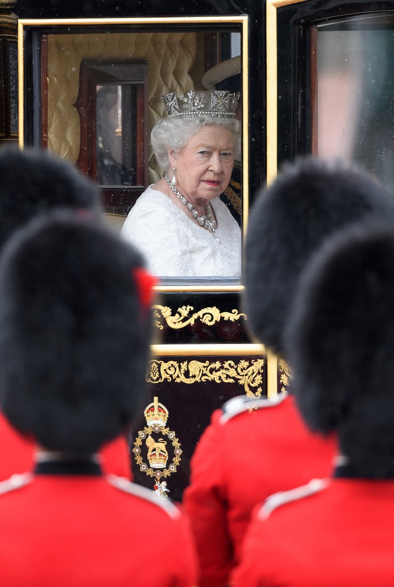 Queen Elizabeth II arrives to the state opening of Parliament in 2016.
