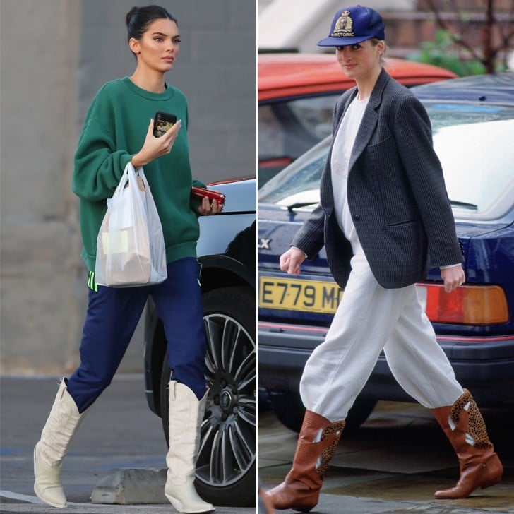 Kendall Jenner Cowboy Boots and Track Pants | POPSUGAR Fashion