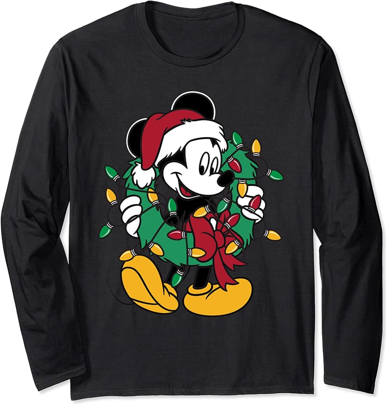 A Cozy Sweatshirt: Disney Mickey Mouse Christmas Lights Long Sleeve T-Shirt