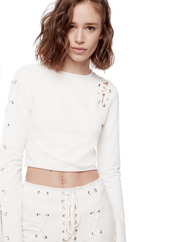 Lace-Up Crop Sweatshirt ($68)