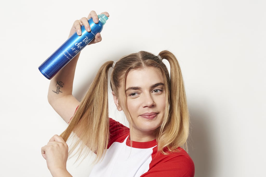 Now that your hair is up, spray a workable, light-hold hair spray like Bumble and Bumble Does It All ($29) all over. This will give your hair chalk something to stick to.
