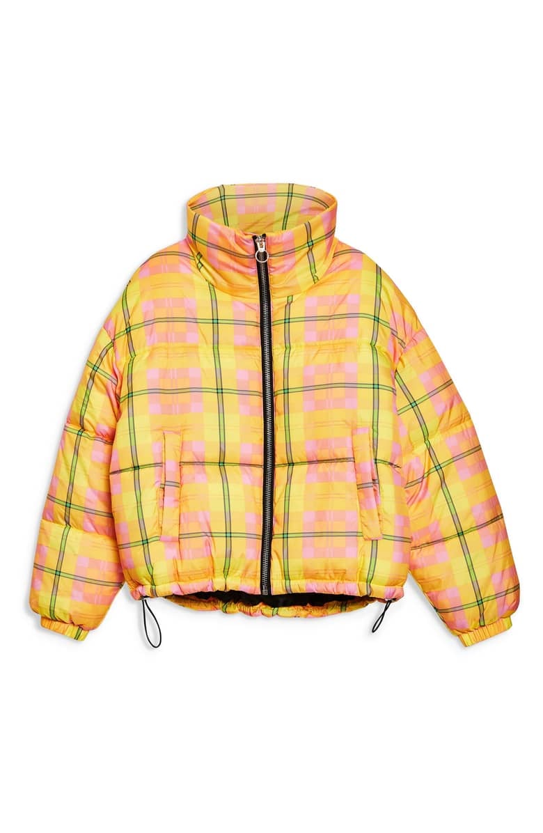 Topshop Bright Check Puffa Jacket