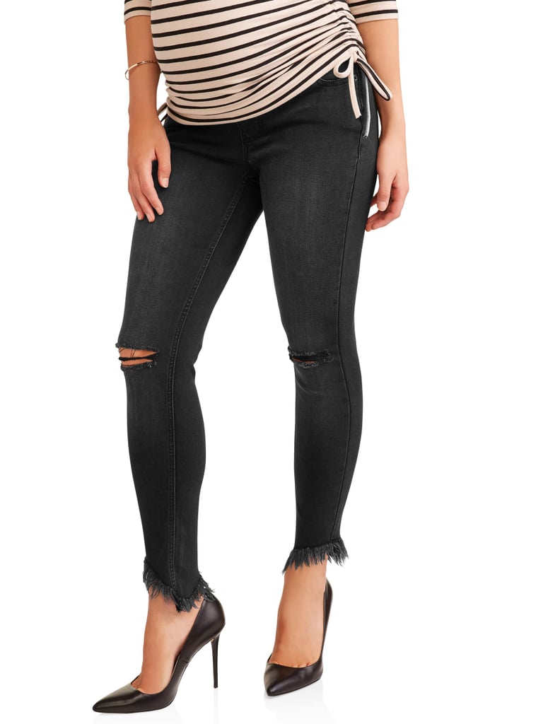 Maternity Over the Belly Skinny Jeans With Rip Details