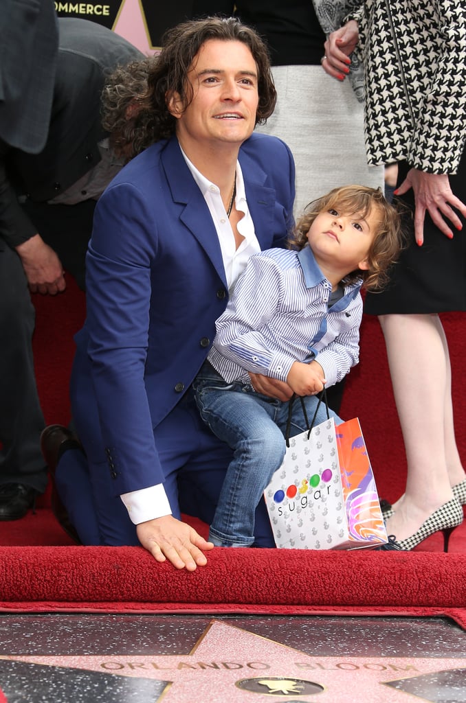 Orlando Bloom and Flynn at the Hollywood Walk of Fame