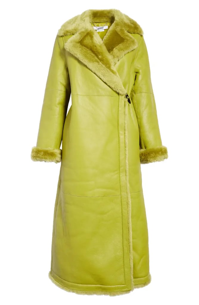 Saks Potts Mary Leather Shearling-Trimmed Coat