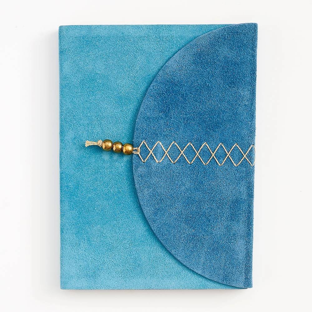 Turquoise Suede Foldover Journal