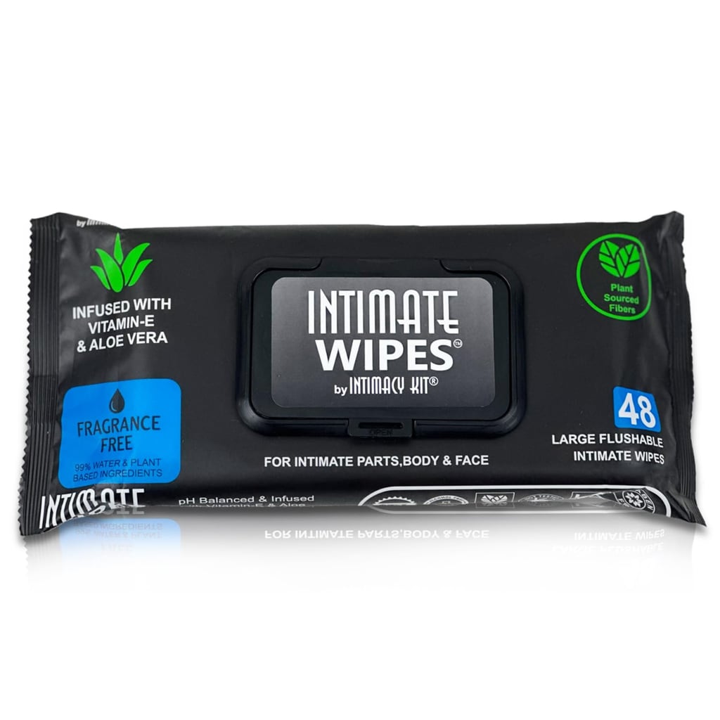 Intimacy Kit Intimate Wipes ($7, originally $9)
These fragrance-free, 99 percent water-based wipes offer a gentle refresh for intimate areas, face, or body. Made with plant-based fibers and infused with aloe, vitamin E, and chamomile, they're handy after intimacy, a workout, or while traveling. Keep the resealable pack on your bedside table or toss it in your gym bag or purse.