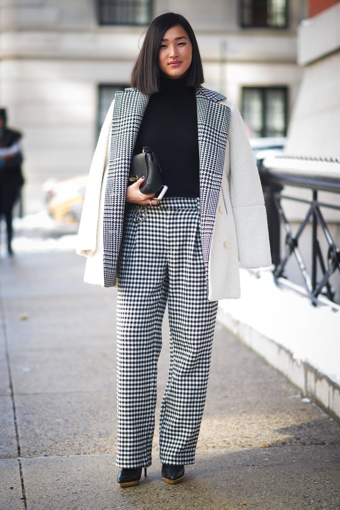 Another day, another sophisticated ensemble from Nicole Warne in a houndstooth suit.