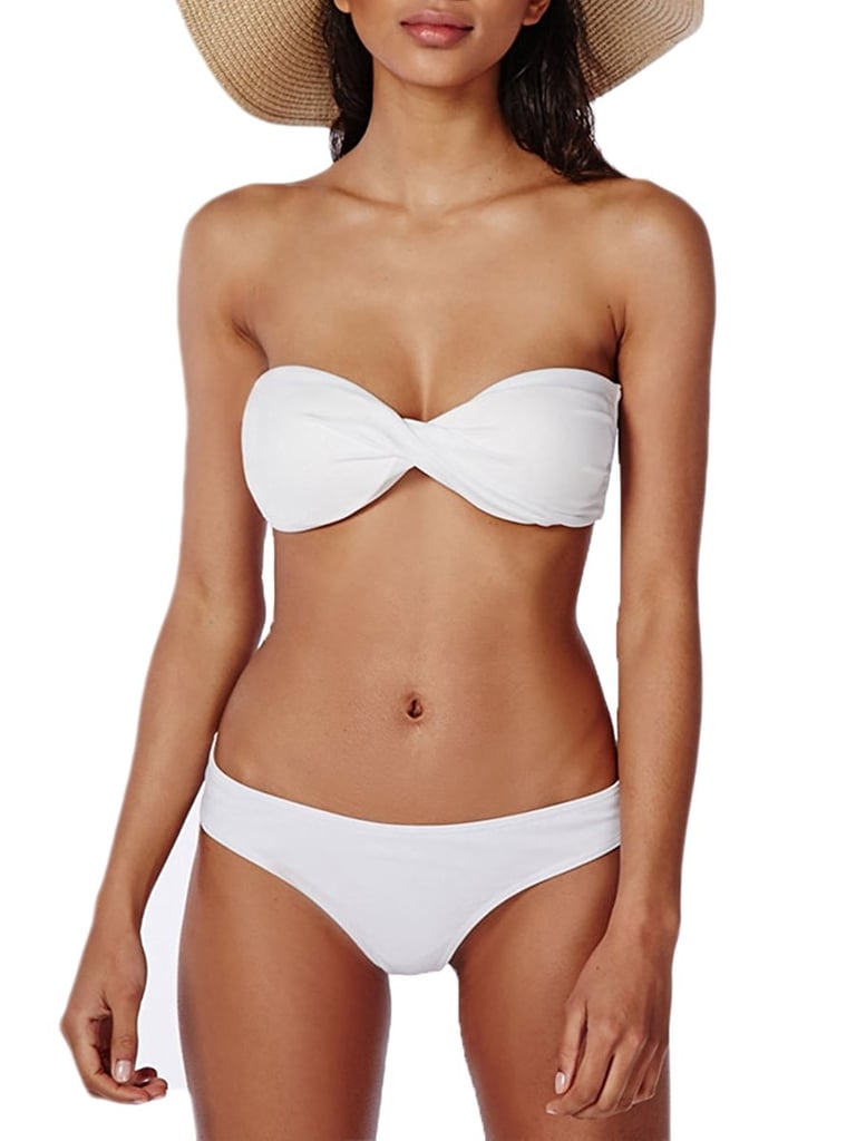 Amazon.com: MiYang Solid Twist Front Bandeau Thong Bikini for Women: Clothing