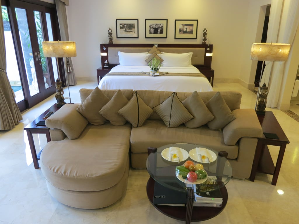 Here's a shot our of king-size bed and sitting area. The fresh fruit at The Viceroy — at breakfast and in your rooms — is outstanding. Enjoy tastes like passion and dragon fruits!