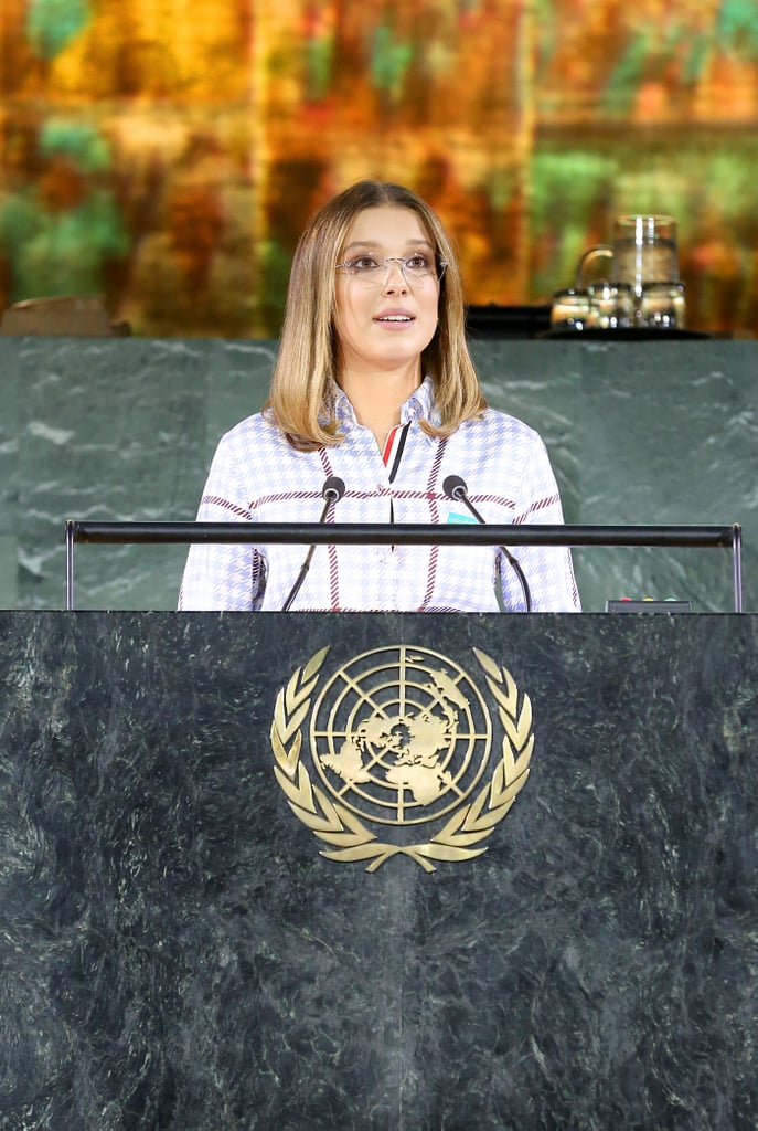 Millie Bobby Brown at the UN Summit in 2019