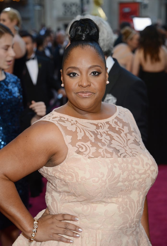 Sherri Shepherd's Oscars look featured a skyscraping bun that was topped off with a band of hair at the base.