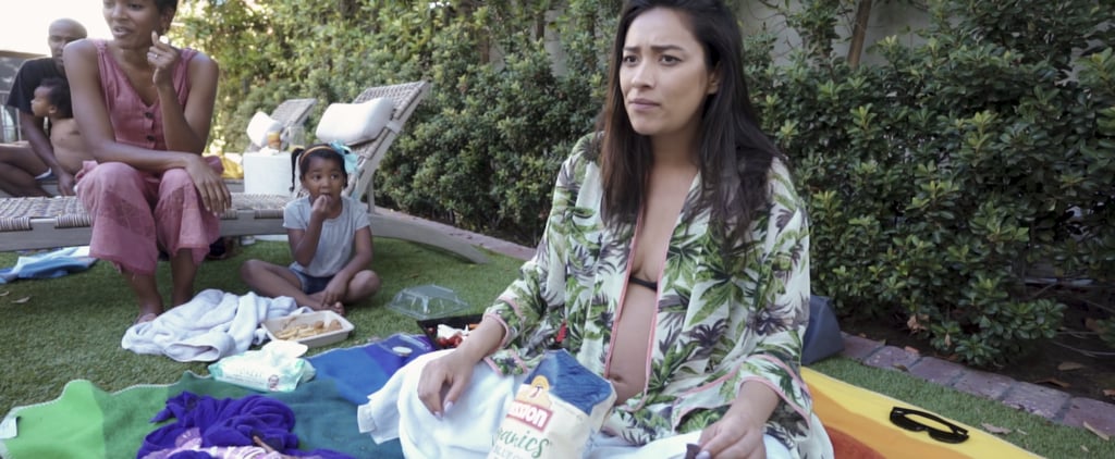 Shay Mitchell Eating Chips While Her Partner Assembles Their Baby's Stroller Is a Serious Mood