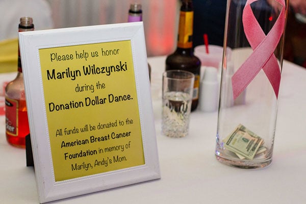 Revamp the traditional wedding dollar dance by donating all of the change to a charity or special cause that is close to your heart.