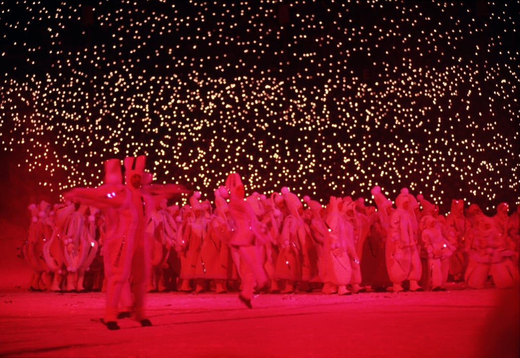 And dancers were lit in a fiery red glow.