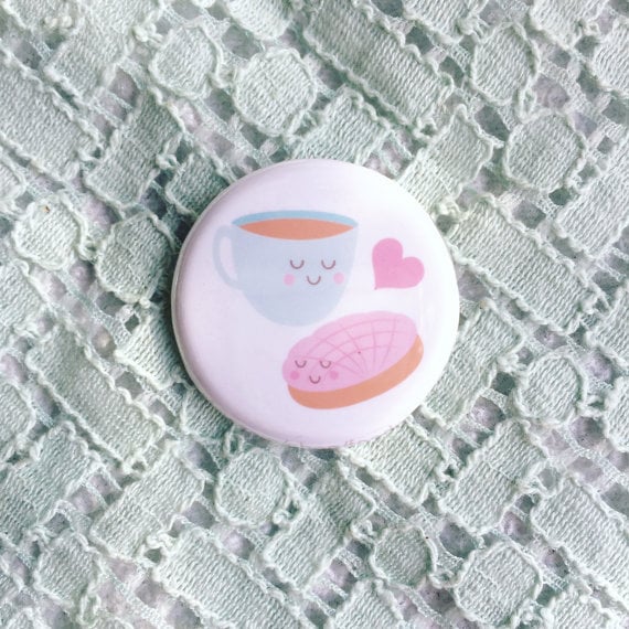 A concha and coffee pin that's adorable. 
Concha y chocolate pin ($3)