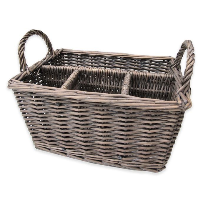 Milbrook Wicker Flatware Caddy in Grey