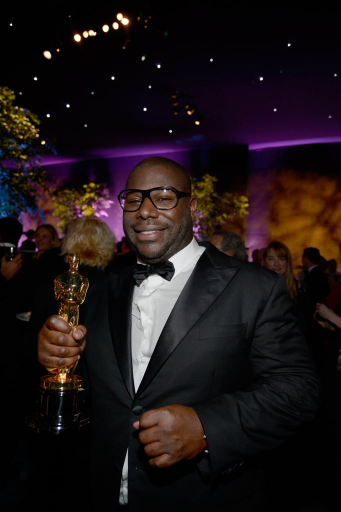 Steve McQueen partied with his award in hand.