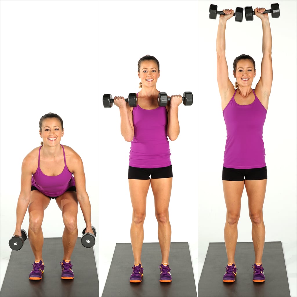 Circuit 2 Move 1 Squat Curl And Press Beginner Arm Workout With Weights Popsugar Fitness 9575