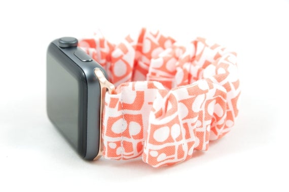 Coral Print Scrunchie Watch Band