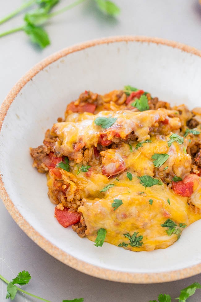 One-Pot Cheesy Mexican Beef and Rice