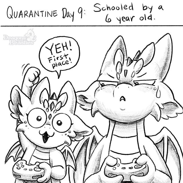 Mom's Funny Dragon Comics on Social Distancing With Kids